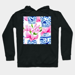 Chinoiserie jars with magnolia flowers Hoodie